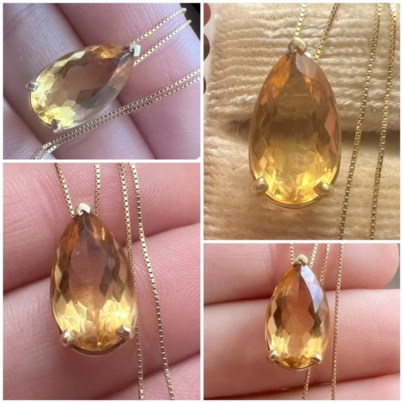 Solid 14k gold genuine 6ctw citrine #072208 - Picture 1 of 11